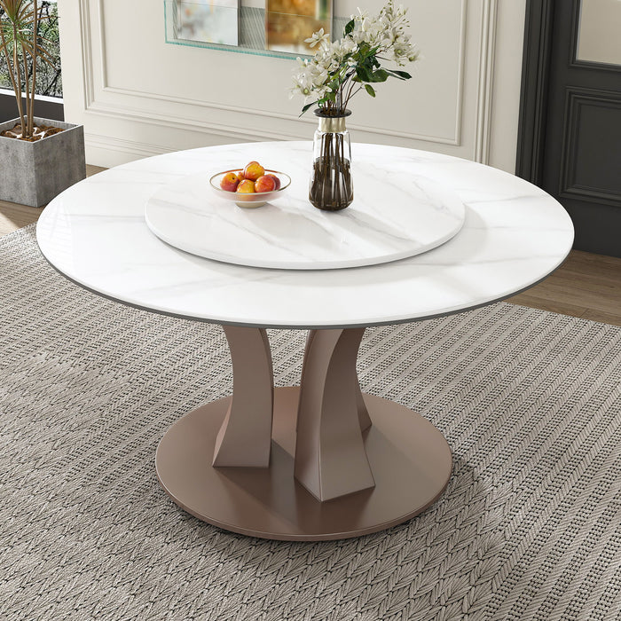 Table With Rotating Tray Scratch & Heat For Kitchen & Restaurant, 4 Chairs - White