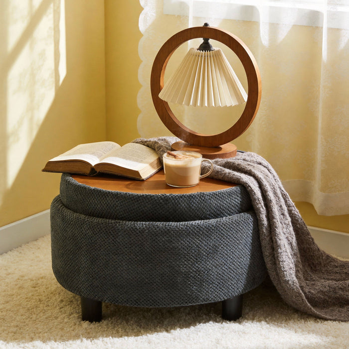Storage Round Footstool Table Ottoman