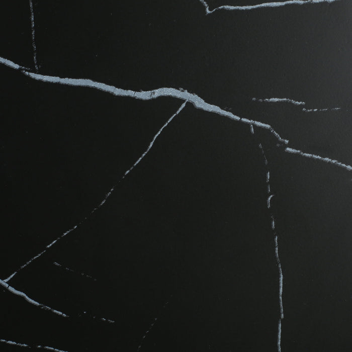 Outdoor Lightweight Concrete BMarble Effect Side Table, Living Room End Table - Black / Marble