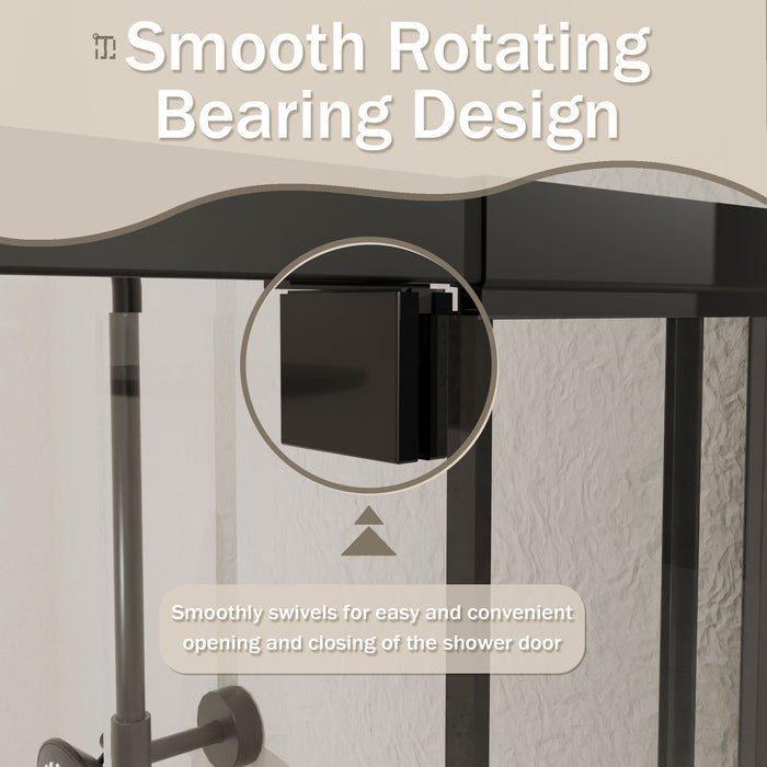 Semi Frameless Pivot Hinged Shower Door, Reversible Design