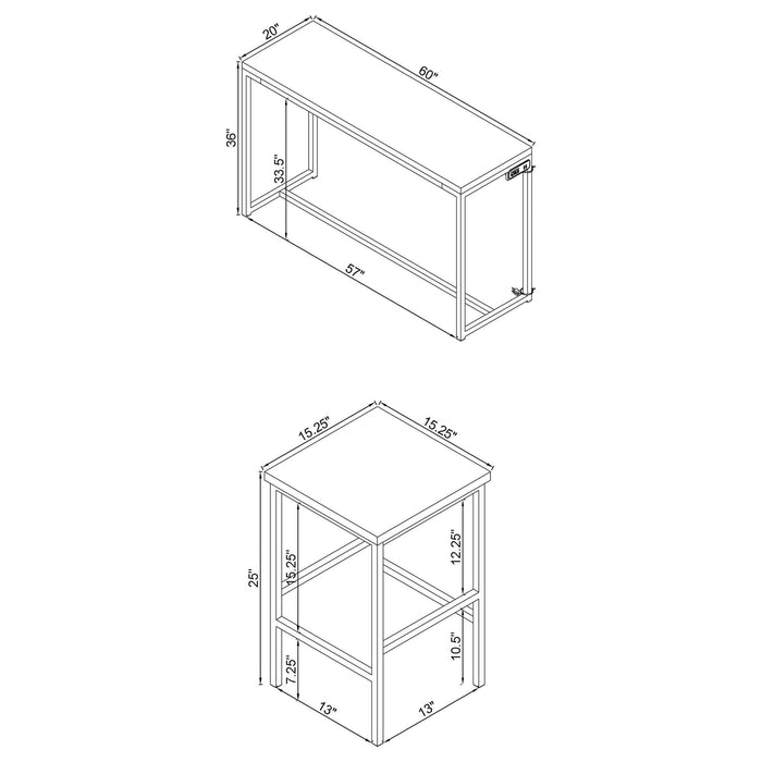 4 Piece Counter Table Set With Built In Power Outlet - Brown