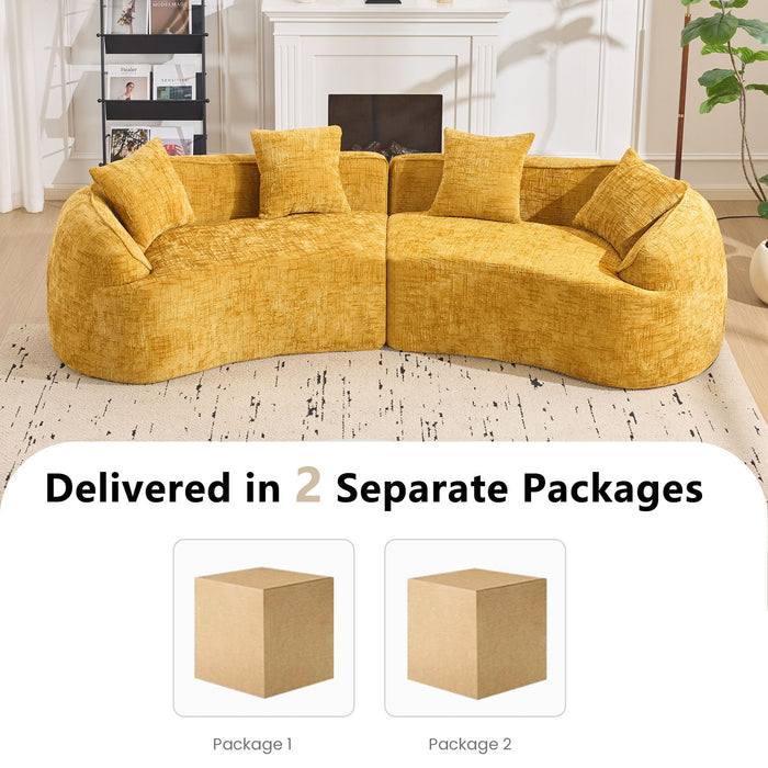 Curved Compressed Sofa, Nordic-Style Design For Living Room