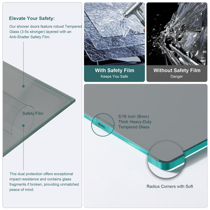 Double Sliding Glass Shower Door 8Mm Tempered Glass With Stainless Steel Frame - Matte Black