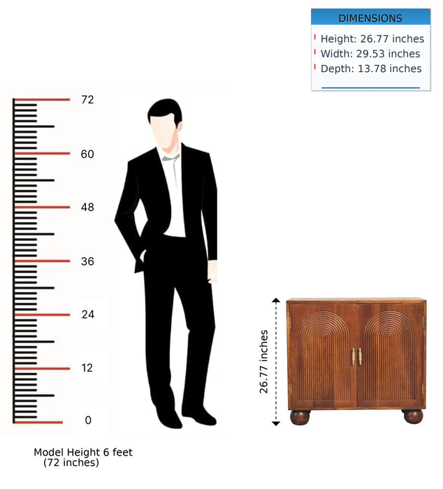 Carved Ball Cabinet - Chestnut