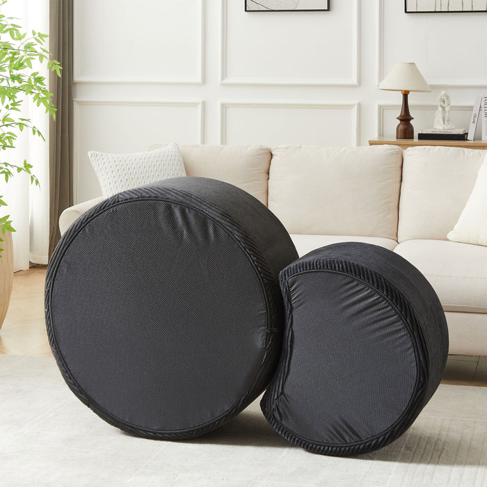 Modern Upholstered Round Coffee Table For Living Room (Set of 2)