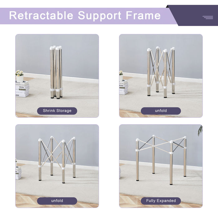 Simple Silver Stainless Steel Folding Table Frame Multifunctional Space Saving Design.Separate Folding Table Legs That Can Be Paired With Various Sizes And Styles Of Tabletops - Silver