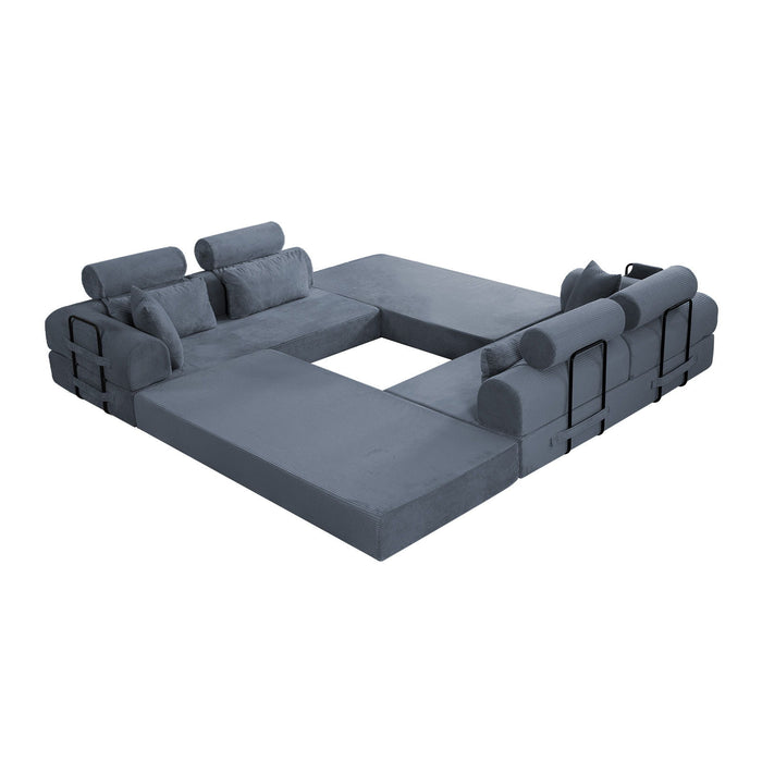 Modern L-Shape Modular Sectional Sofa, Compressed Design