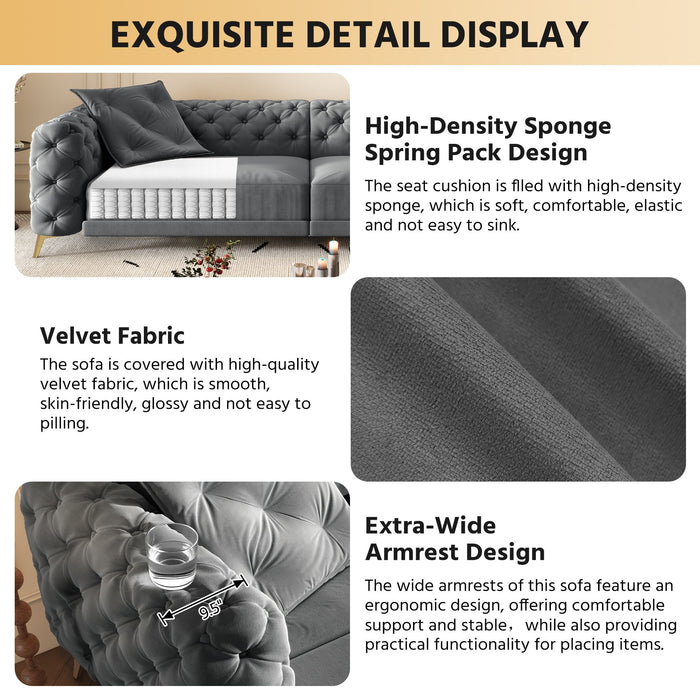 3 In 1 Convertible Sleeper, Deep Seat Pull Out Sofa Bed, Button Tufted