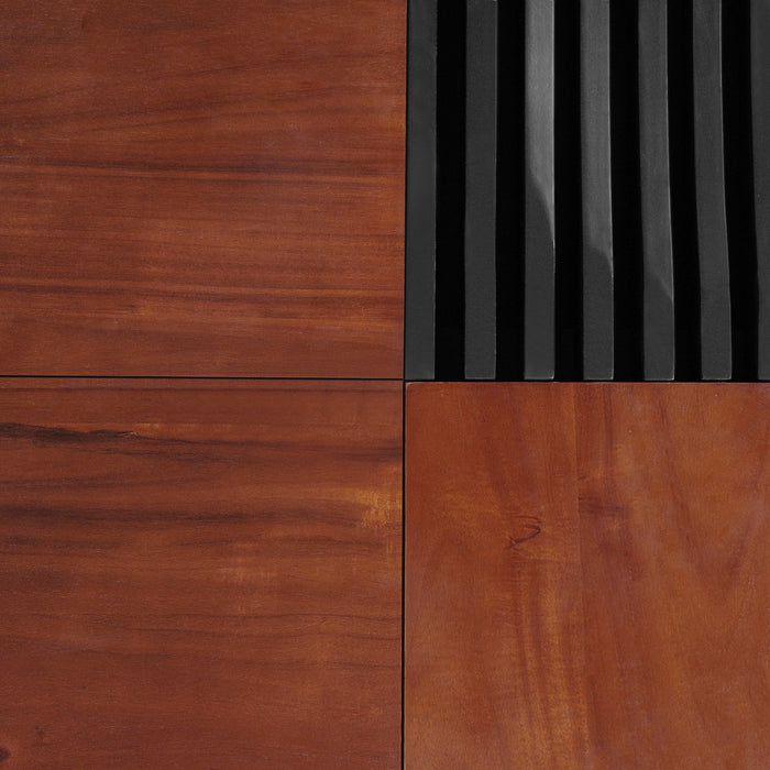 Italian Retro Inspired Acacia Wood Storage Coffee Table - Brown / Black