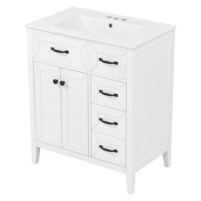 Bathroom Vanity With Sink, Freestanding Design, Soft Close Doors & Drawers - White