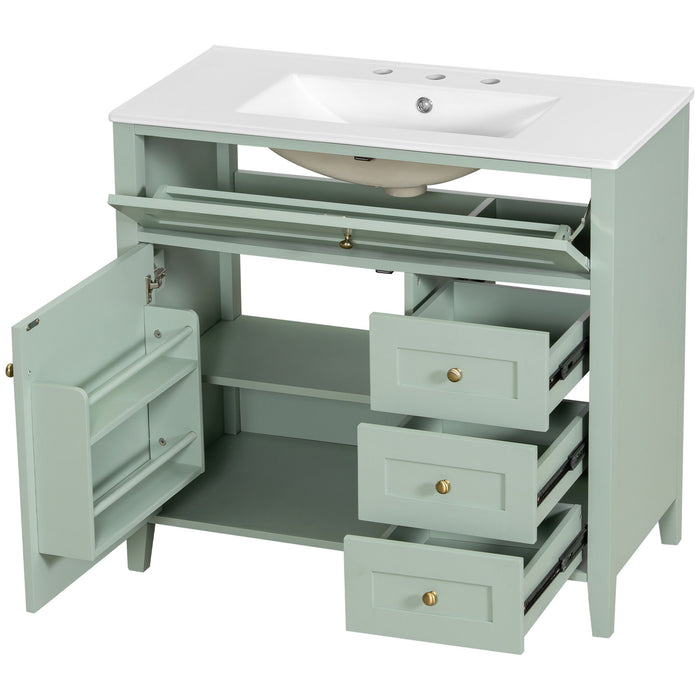 Bathroom Vanity With Sink, Cabinet With 3 Drawers And Adjustable Shelf