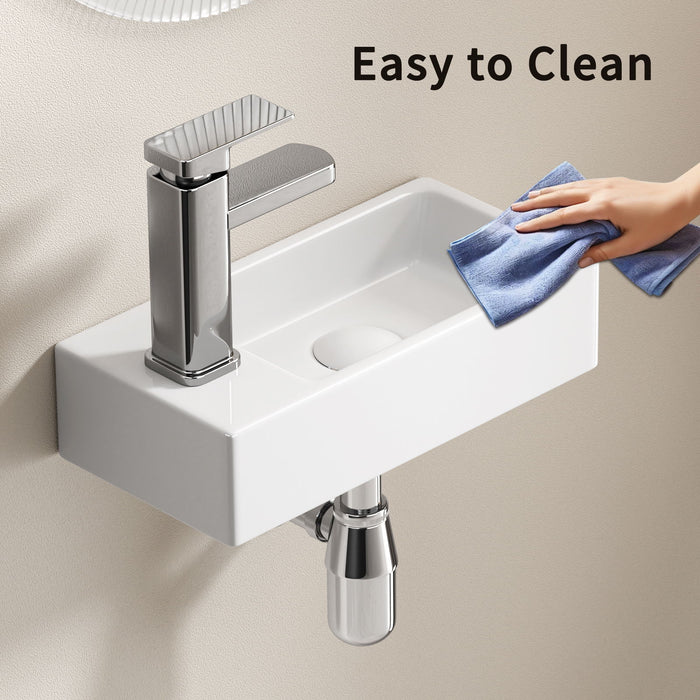 Wall Mounted Bathroom Sink With Faucet And Drain