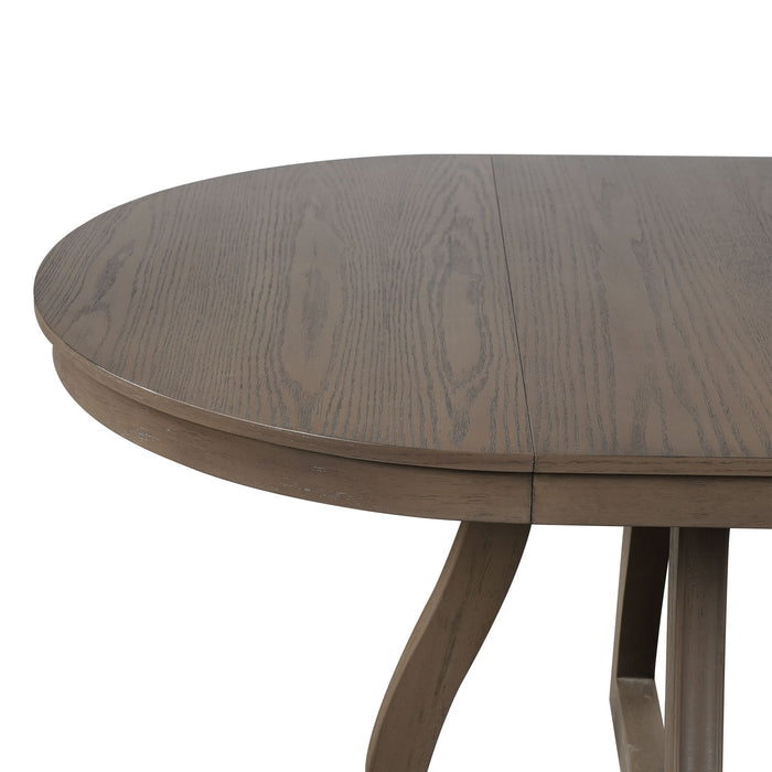 Round Extendable Dining Tabl, Middle Leaf, Curved Legs