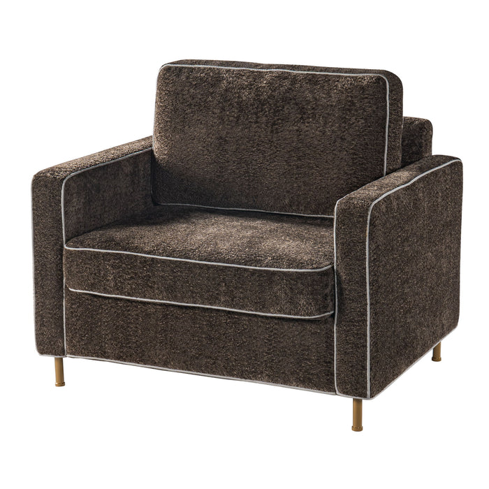 Accent Chair Upholstered Single Sofa With Square Arms, Sewn Pillow Back For Living Room