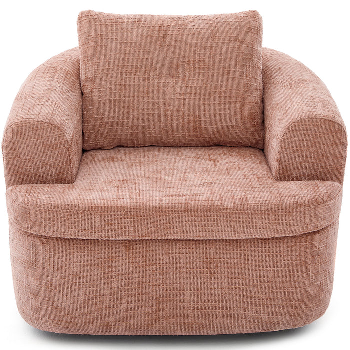 Modern Swivel Barrel Chair With Dual-Layer Cushion