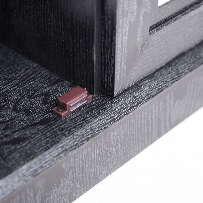 Storage Cabinet With 3 Mirrored Acrylic Doors, Adjustable Shelves