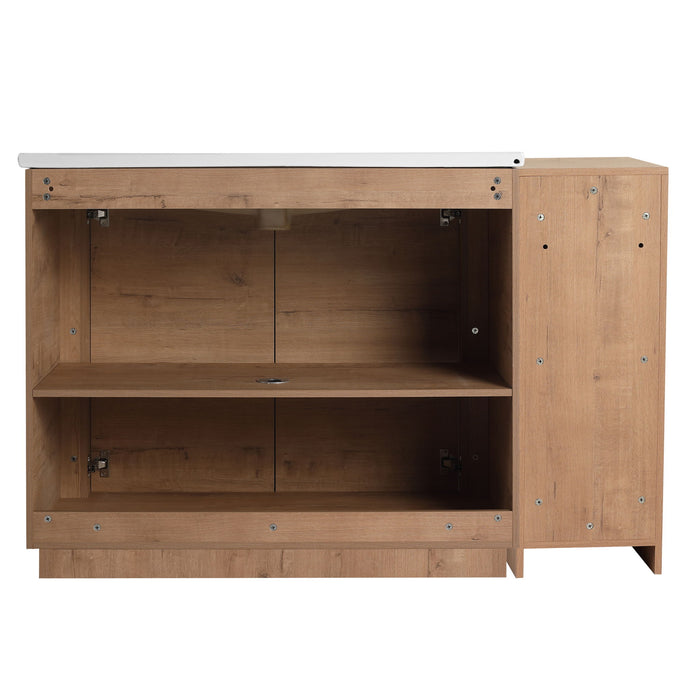 Freestanding Bathroom Vanity With Sink, 1 Small Storage Cabinet, Soft Close Door