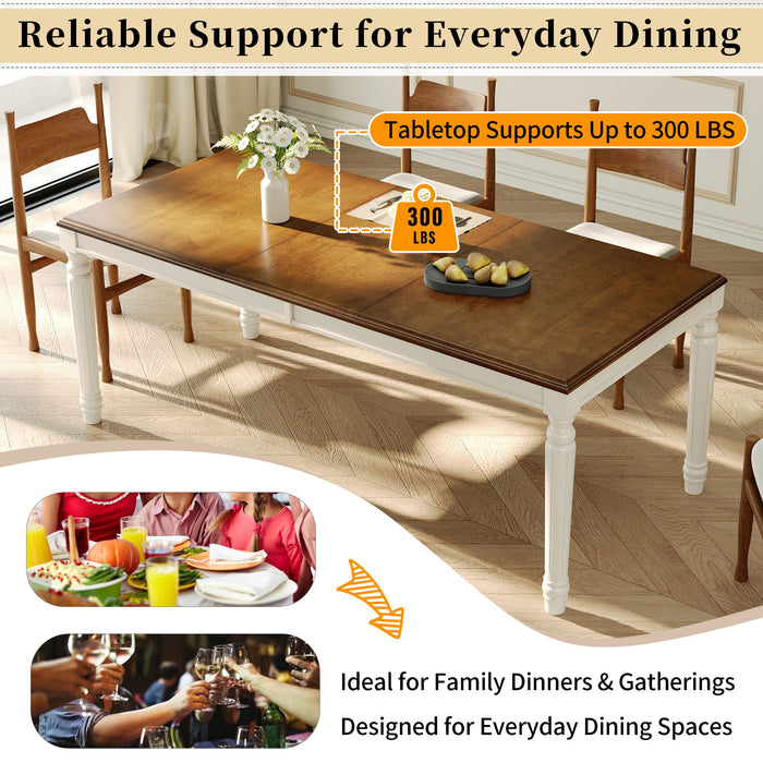 Rectangular Dining Table With Framed Top And Turned Legs - Natural