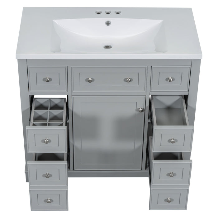 Modern Bathroom Vanity With Sink Combo, 6 Drawers And 1 Cabinet