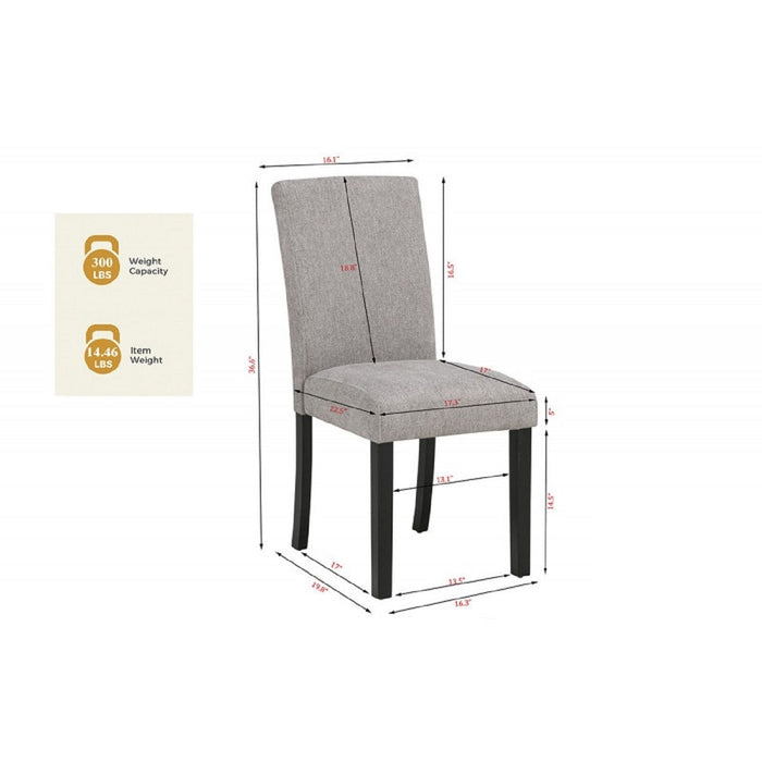 Upholstered Dining Room Kitchen Side Chairs (Set of 2) - Black / Gray