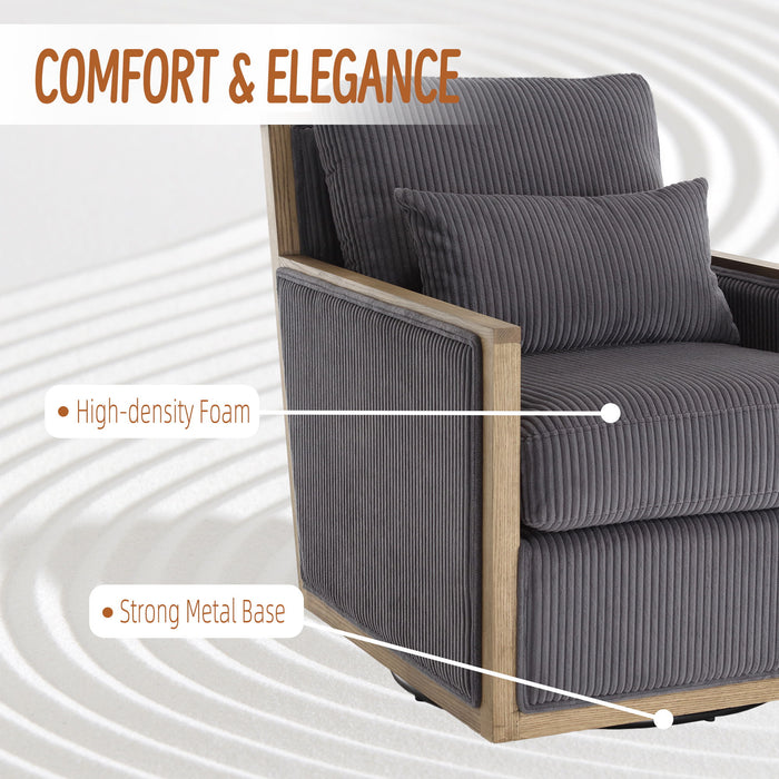 Comfy Accent Barrel Chair, 360 Degree Swivel