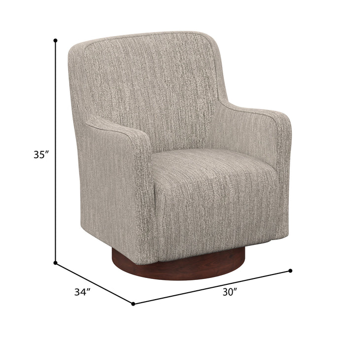 Clara - Swivel Chair With Wood Base - Speckled Tan