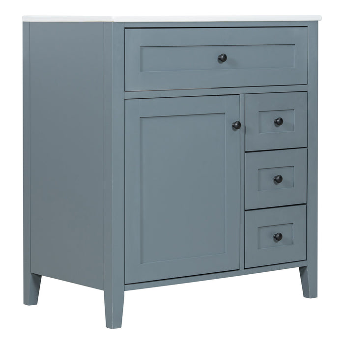 Bathroom Vanity With Sink, 3 Drawers And Adjustable Shelf