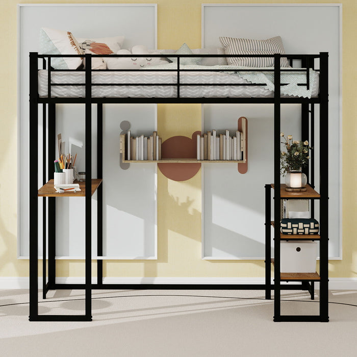 Bunk Bed With L-Shaped Desk And Dual Side Stairs
