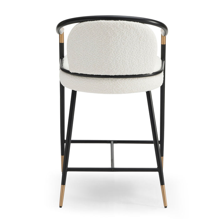 Contemporary Upholstered Counter Stool Set With Metal Frame