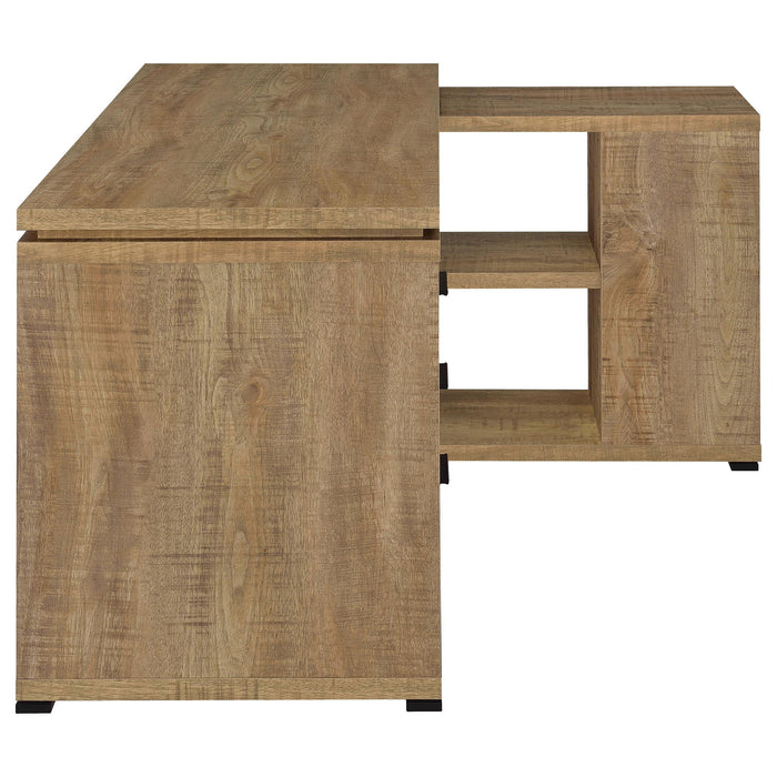 Caelum - L - Shaped Computer Desk With 3 Drawers - Mango Color
