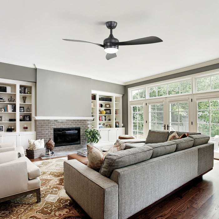 Ceiling Fan With 3 Blades, Remote Control, Reversible DC Motor, Noiseless Operation, 3 Downrods