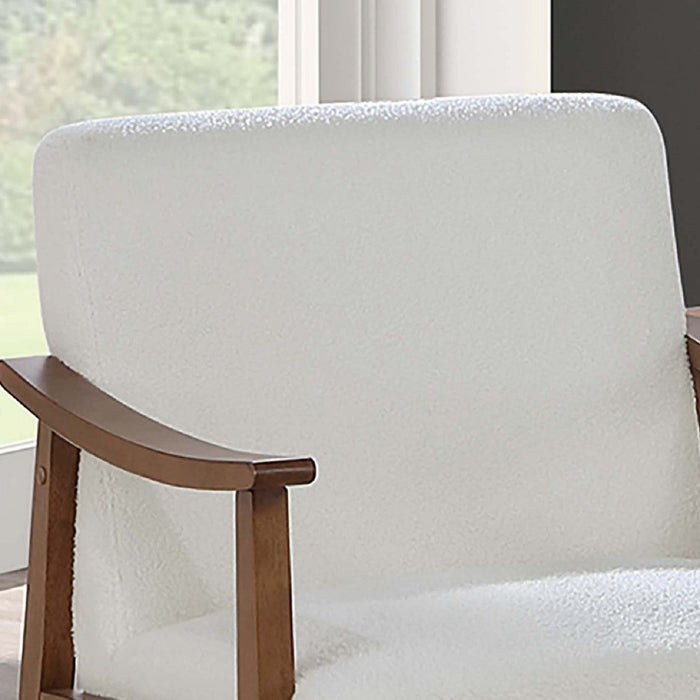 Upholstered Accent Chair With Frame Low Profile Seating For Living Room - White