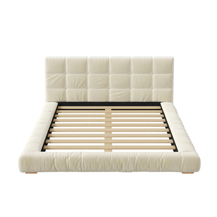 Upholstered Platform Bed Frame With Tufted Headboard