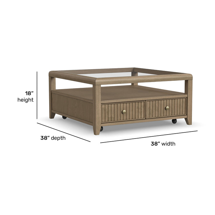Reed - Square Coffee Table With Casters - Driftwood Oak