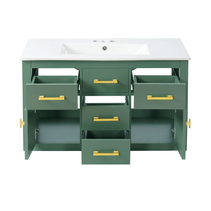 Wall Mounted Bathroom Cabinet With Sink, Multiple Drawers And Doors - Green