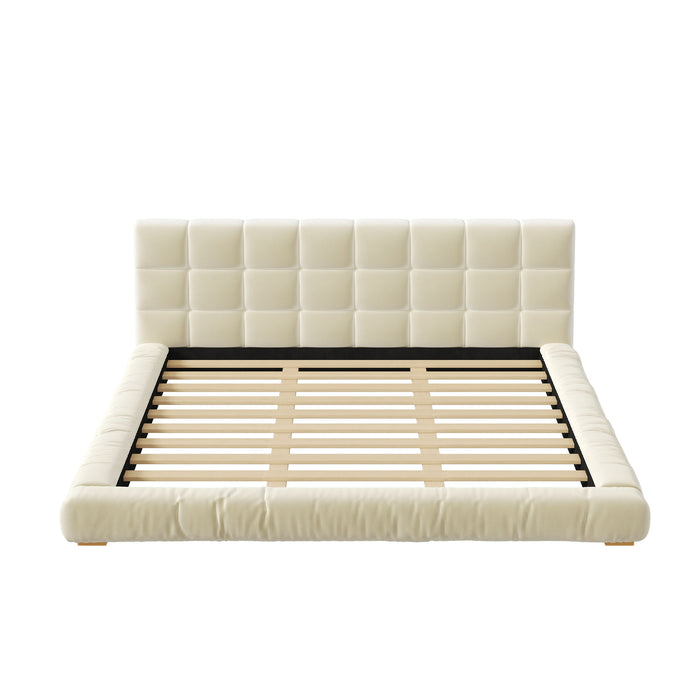 Upholstered Platform Bed Frame With Tufted Headboard