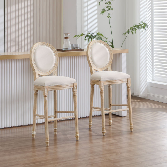 French Country Bar Chairs & Round Back (Set of 2)