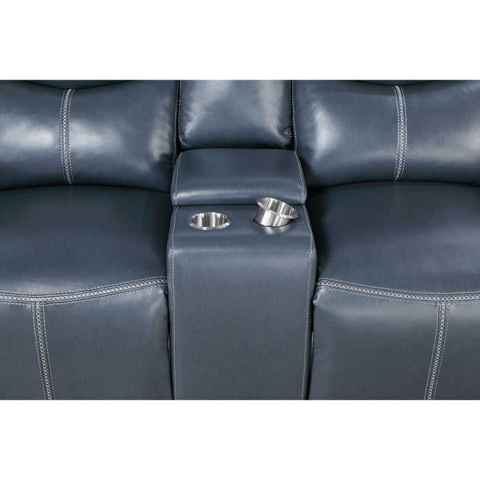 Stanwicke - 2 Piece Motion Reclining Sofa Set With Contrast Stitching - Blue