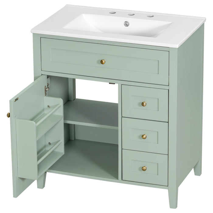 Bathroom Vanity With Sink, 3 Drawers And Adjustable Shelf