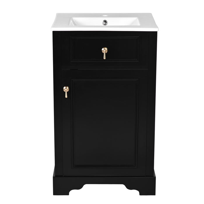 Elegant Bathroom Vanity With Ceramic Sink, Soft Close Door, Adjustable Shelf