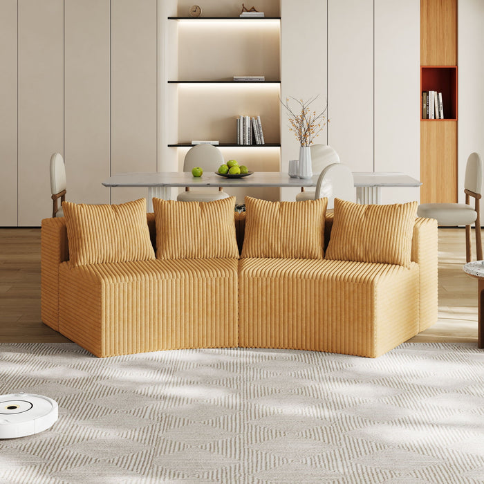 Curved Sectional Sofa With 4 Pillows, Modular Semi Circular Design
