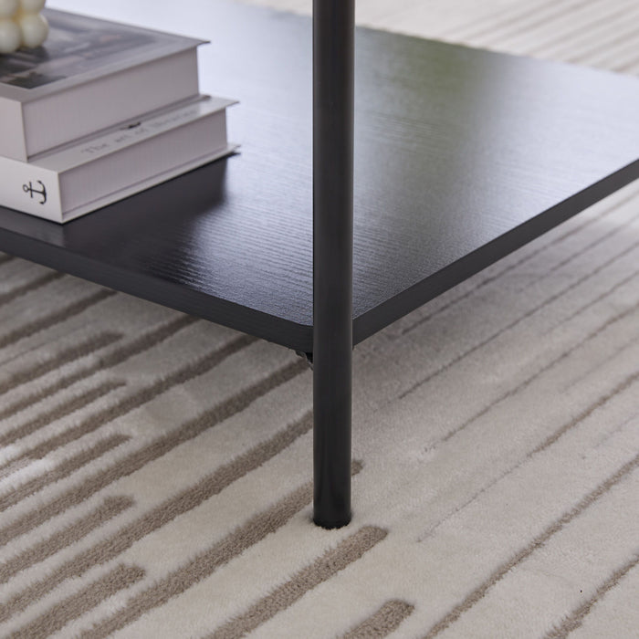 Upholstered Ottoman Coffee Table Foot Rest With Open Storage