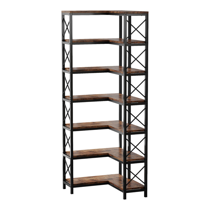 7 Tier Corner Bookshelf, Storage Unit For Living Room