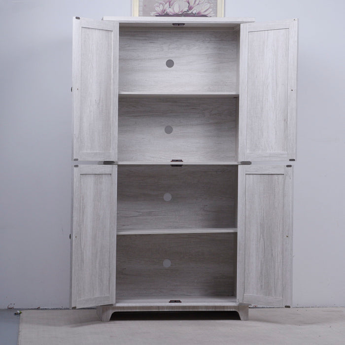 Modern Sideboard Buffet With 4 Mirrored Doors, Adjustable Shelves