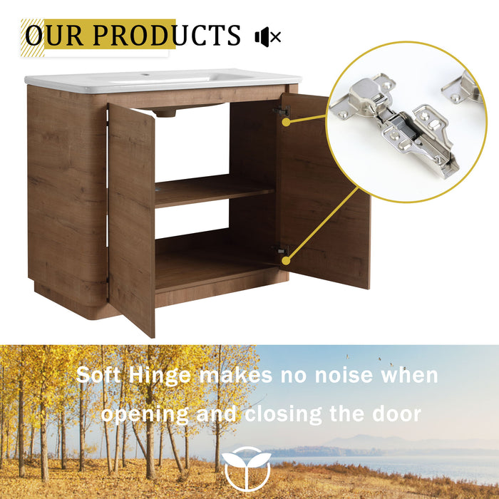 Freestanding Bathroom Vanity With Sink & 2 Soft Close Doors