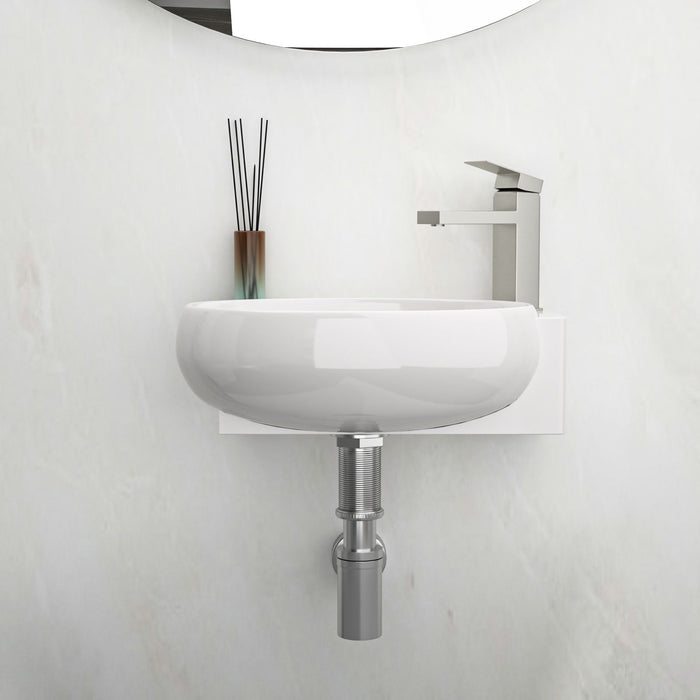 Modern Aesthetic Rectangle Wall Mount Bathroom Sink With Single Faucet Hole