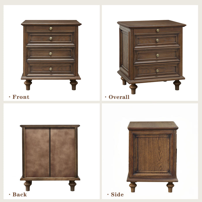 Farmhouse Nightstand With 4 Drawers