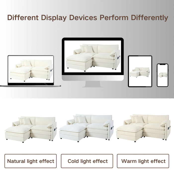 Modern Comfy Deep Seat Modular Sectional Sofa Cloud Couch With Ottoman