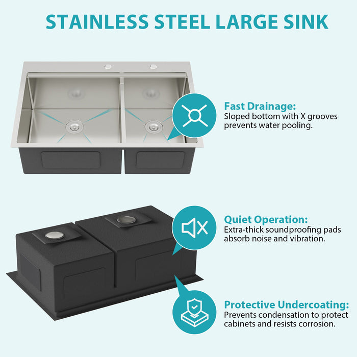 Topmount Drop In Kitchen Sink With Double Bowl Design