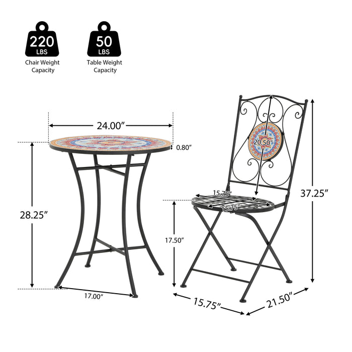 Lambert - Outdoor Chat Set - Black / Red